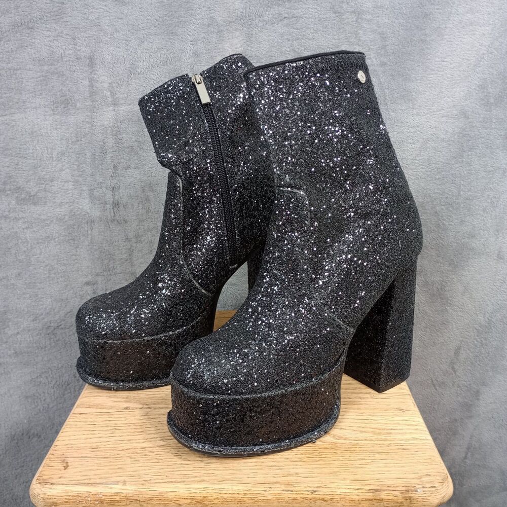Dolls Kill‎ Shelley's London Sparkle Platform Boots Festival Size 7 Glitter 5"